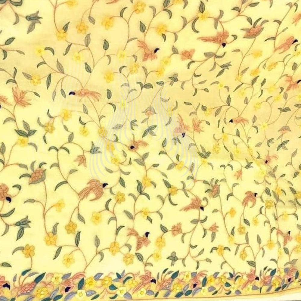 Yellow Chiffon 'hilla' Design Shadow Stitch (G110-Y)