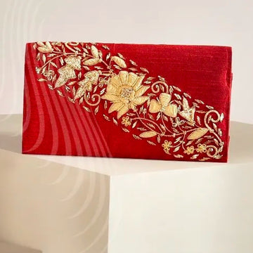 Red Raw Silk Allure Zardozi (Z3)