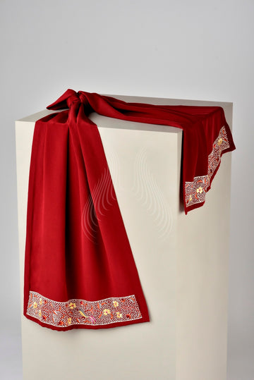 Gara Bird Embroidery on Maroon (ST4)