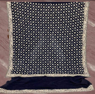 Dark Blue Crepe Butterfly & Flower Trellis (G100)