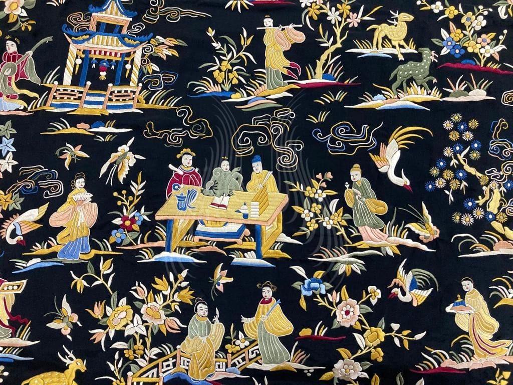 Black Crepe Cheena-cheeni in Ochre (G202)