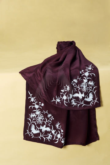 Gara Chrysanthemum & Rooster on Brown (ST24)